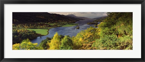 Framed Lake flowing through a forest, Loch Tummel, Pitlochry, Perthshire, Scotland Print