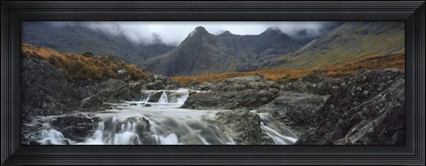 Framed Water falling from rocks, Sgurr a&#39; Mhaim, Glen Brittle, Isle of Skye, Scotland Print