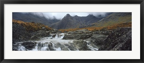 Framed Water falling from rocks, Sgurr a&#39; Mhaim, Glen Brittle, Isle of Skye, Scotland Print