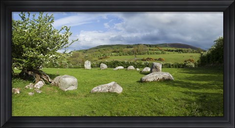 Framed Piper&#39;s Stone, Bronze Age Stone Circle (1400-800 BC) of 14 Granite Boulders, Near Hollywood, County Wicklow, Ireland Print