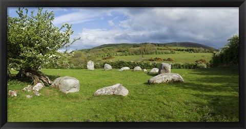 Framed Piper&#39;s Stone, Bronze Age Stone Circle (1400-800 BC) of 14 Granite Boulders, Near Hollywood, County Wicklow, Ireland Print