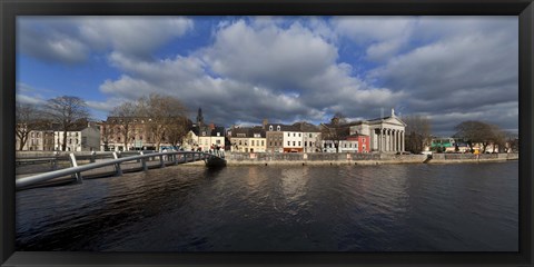 Framed Millenium Foot Bridge Over the River Lee,St Annes Church Behind, And St Mary&#39;s Church (right),Cork City, Ireland Print