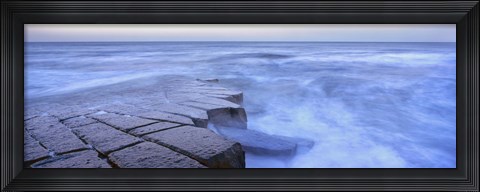 Framed Basalt rock, Berwick Upon Tweed, Scotland Print