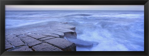 Framed Basalt rock, Berwick Upon Tweed, Scotland Print