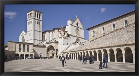 Framed Tourists at a church, Basilica of San Francesco D&#39;Assisi, Assisi, Perugia Province, Umbria, Italy Print