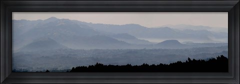 Framed Mountains in mist at dawn, Rwanda Print