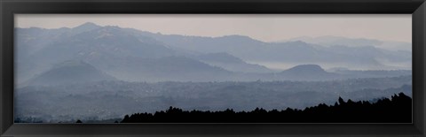 Framed Mountains in mist at dawn, Rwanda Print