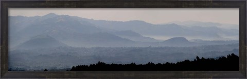 Framed Mountains in mist at dawn, Rwanda Print