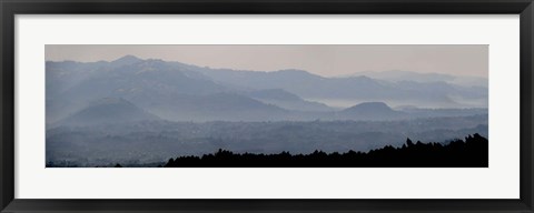 Framed Mountains in mist at dawn, Rwanda Print