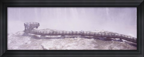 Framed People on cat walks at floodwaters on Iguacu Falls, Brazil Print