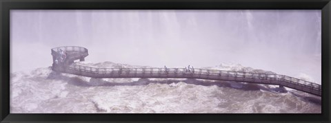 Framed People on cat walks at floodwaters on Iguacu Falls, Brazil Print