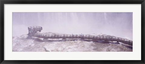 Framed People on cat walks at floodwaters on Iguacu Falls, Brazil Print