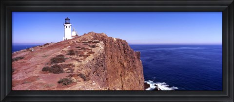 Framed Lighthouse at a coast, Anacapa Island Lighthouse, Anacapa Island, California, USA Print