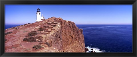 Framed Lighthouse at a coast, Anacapa Island Lighthouse, Anacapa Island, California, USA Print