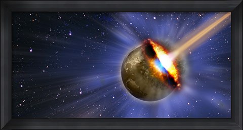 Framed Comet hitting earth Print