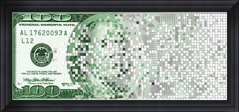 Framed One Hundred Dollar Bill turning digital Print