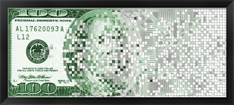 Framed One Hundred Dollar Bill turning digital Print