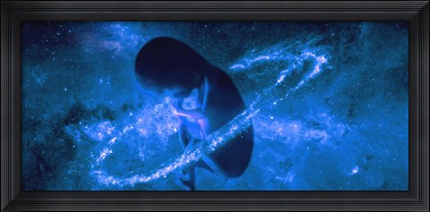 Framed Baby in universe Print