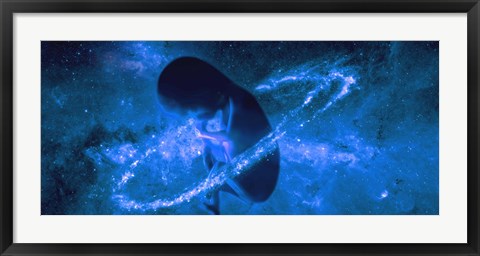 Framed Baby in universe Print