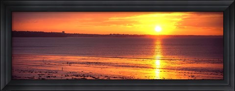 Framed Sunrise over the beach, Cap Coz, Fouesnant, Finistere, Brittany, France Print