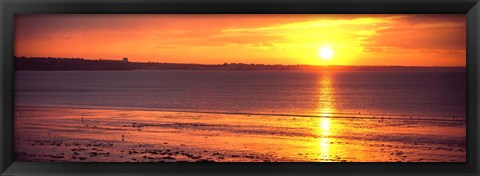 Framed Sunrise over the beach, Cap Coz, Fouesnant, Finistere, Brittany, France Print