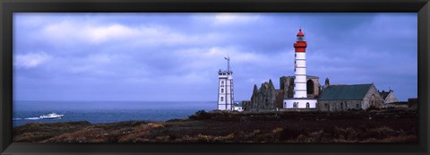 Framed Lighthouse on the coast, Saint Mathieu Lighthouse, Finistere, Brittany, France Print