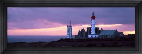 Framed Saint Mathieu Lighthouse at Dusk, Finistere, Brittany, France Print