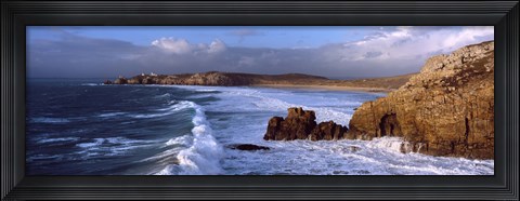 Framed Surf on the beach, Crozon Peninsula, Finistere, Brittany, France Print