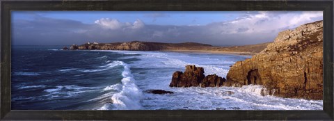 Framed Surf on the beach, Crozon Peninsula, Finistere, Brittany, France Print