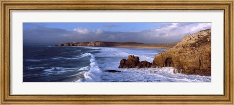 Framed Surf on the beach, Crozon Peninsula, Finistere, Brittany, France Print