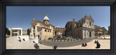 Framed Tourists sitting on steps at Piazza Porto Ripetta, Rome, Lazio, Italy Print