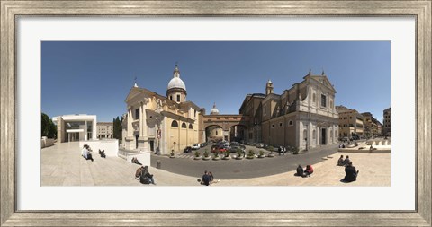 Framed Tourists sitting on steps at Piazza Porto Ripetta, Rome, Lazio, Italy Print