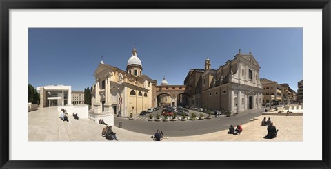 Framed Tourists sitting on steps at Piazza Porto Ripetta, Rome, Lazio, Italy Print