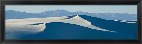 Framed White sand dunes with mountains in the background, White Sands National Monument, New Mexico, USA Print