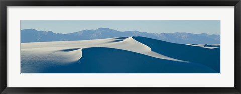 Framed White sand dunes with mountains in the background, White Sands National Monument, New Mexico, USA Print