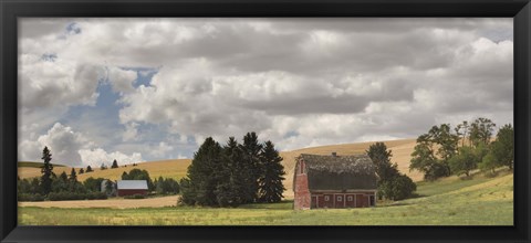Framed Old barn under cloudy sky, Palouse, Washington State, USA Print