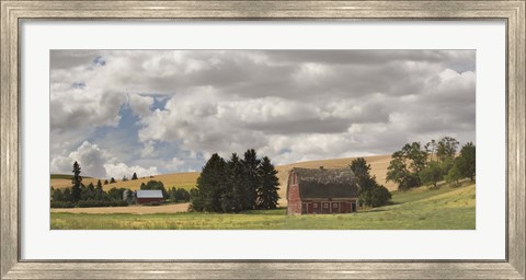 Framed Old barn under cloudy sky, Palouse, Washington State, USA Print