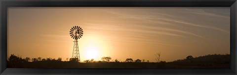Framed Windmill at sunrise Print