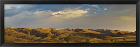 Framed Ranchland in late afternoon, Wyoming, USA Print