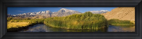 Framed Owens River flowing in front of mountains, Californian Sierra Nevada, Bishop, California, USA Print