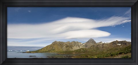 Framed Lenticular clouds forming over Cooper Bay, South Georgia Island Print