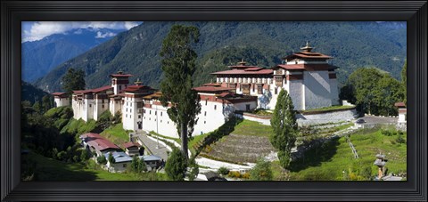 Framed High angle view of a fortress in the mountains, Trongsa Dzong, Trongsa, Bhutan Print
