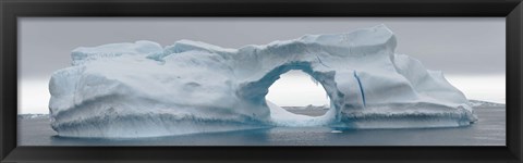 Framed Blue iceberg with hole, Antarctica Print