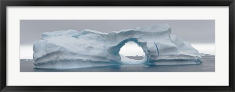 Framed Blue iceberg with hole, Antarctica Print