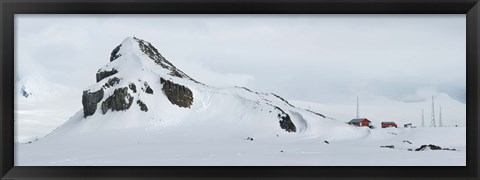 Framed Snow covered mountain, Half Moon Island Print