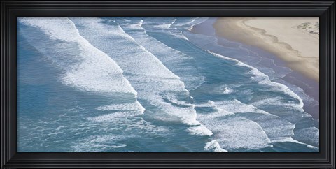 Framed Aerial view of surf on the beach, Pismo Beach, San Luis Obispo County, California, USA Print