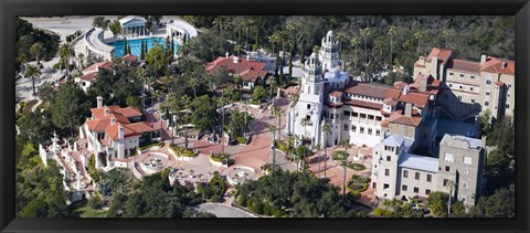 Framed Aerial view of a castle on a hill, Hearst Castle, San Simeon, San Luis Obispo County, California, USA Print