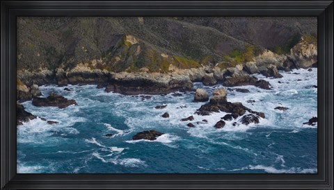 Framed Rock formations on the coast, Garrapata State Beach, Big Sur, Monterey County, California, USA Print