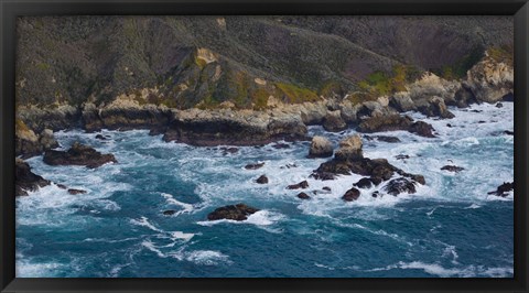 Framed Rock formations on the coast, Garrapata State Beach, Big Sur, Monterey County, California, USA Print