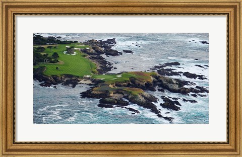 Framed Golf course on an island, Pebble Beach Golf Links, Pebble Beach, Monterey County, California, USA Print